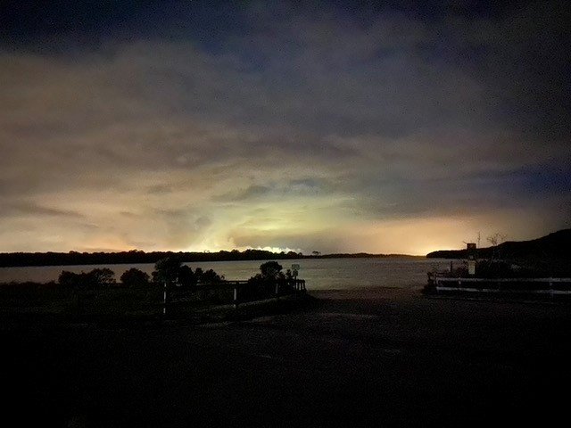 Night time at Guana Lake. Tours launch from the north boat ramp on Guana Dam.